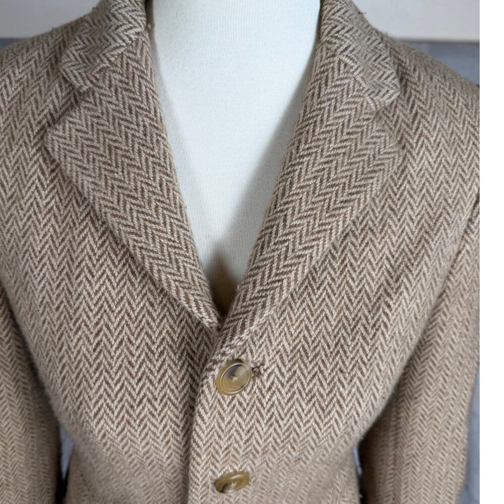 Ralph Lauren Collection Blazer Womens 6 Tan Herringbone Wool Cashmere Luxury - Picture 4 of 13
